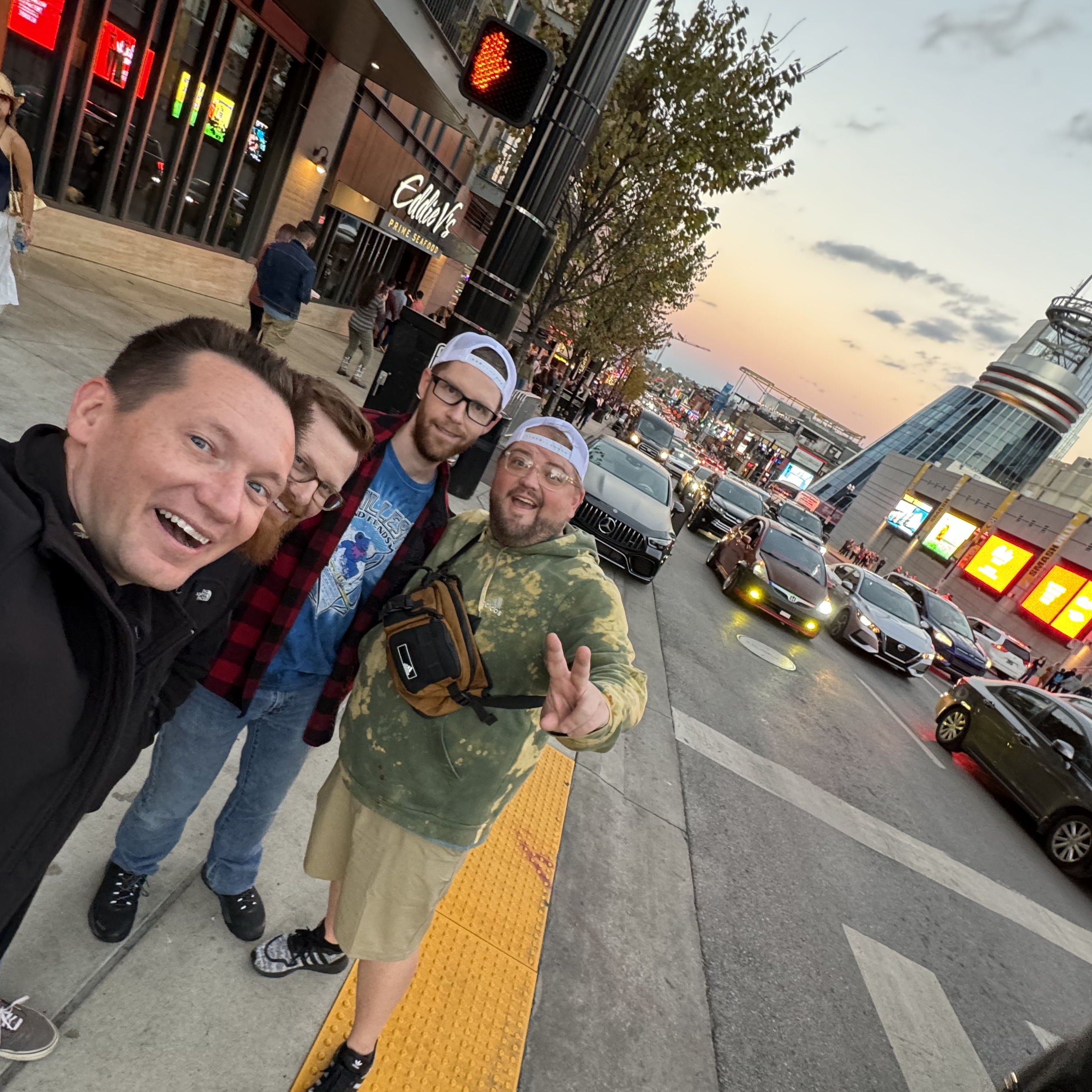 A group shot of Cody, Ben, Jayson, and Simon on the streets of Nashville. 