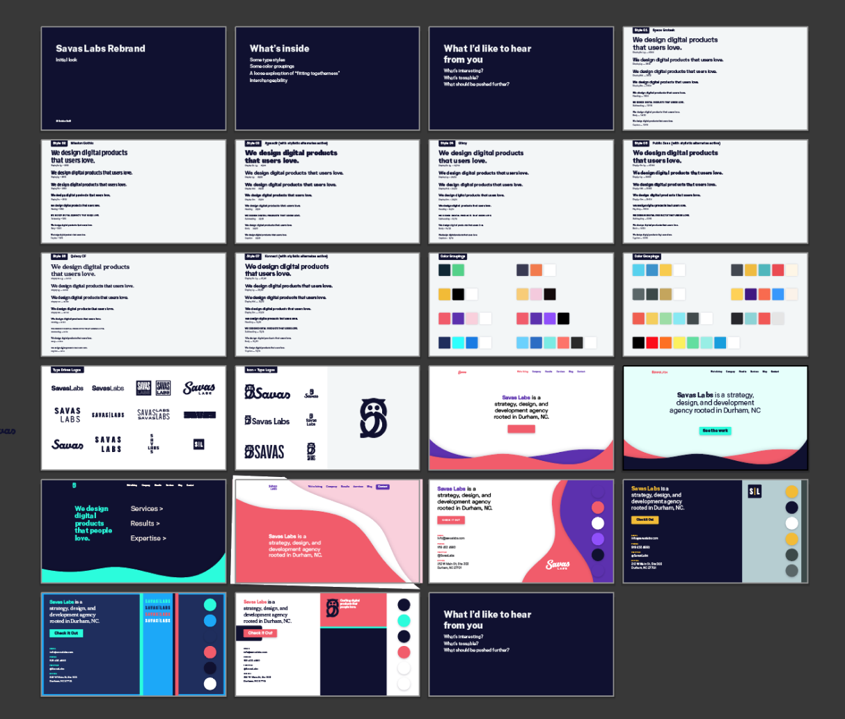screenshot of several slides of savas moodboards
