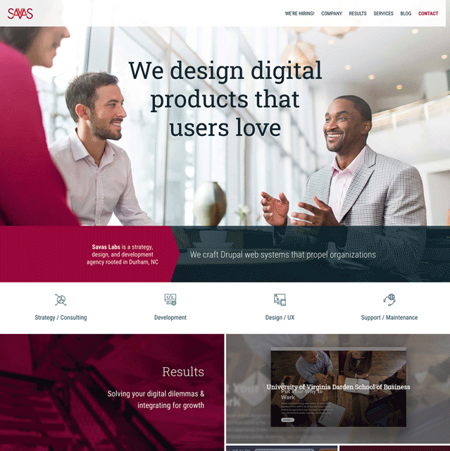 animation showing the transition from the old savaslabs.com homepage to the new